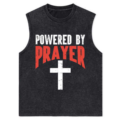 Powered By Prayer Cross God Jesus Christian Tank Top