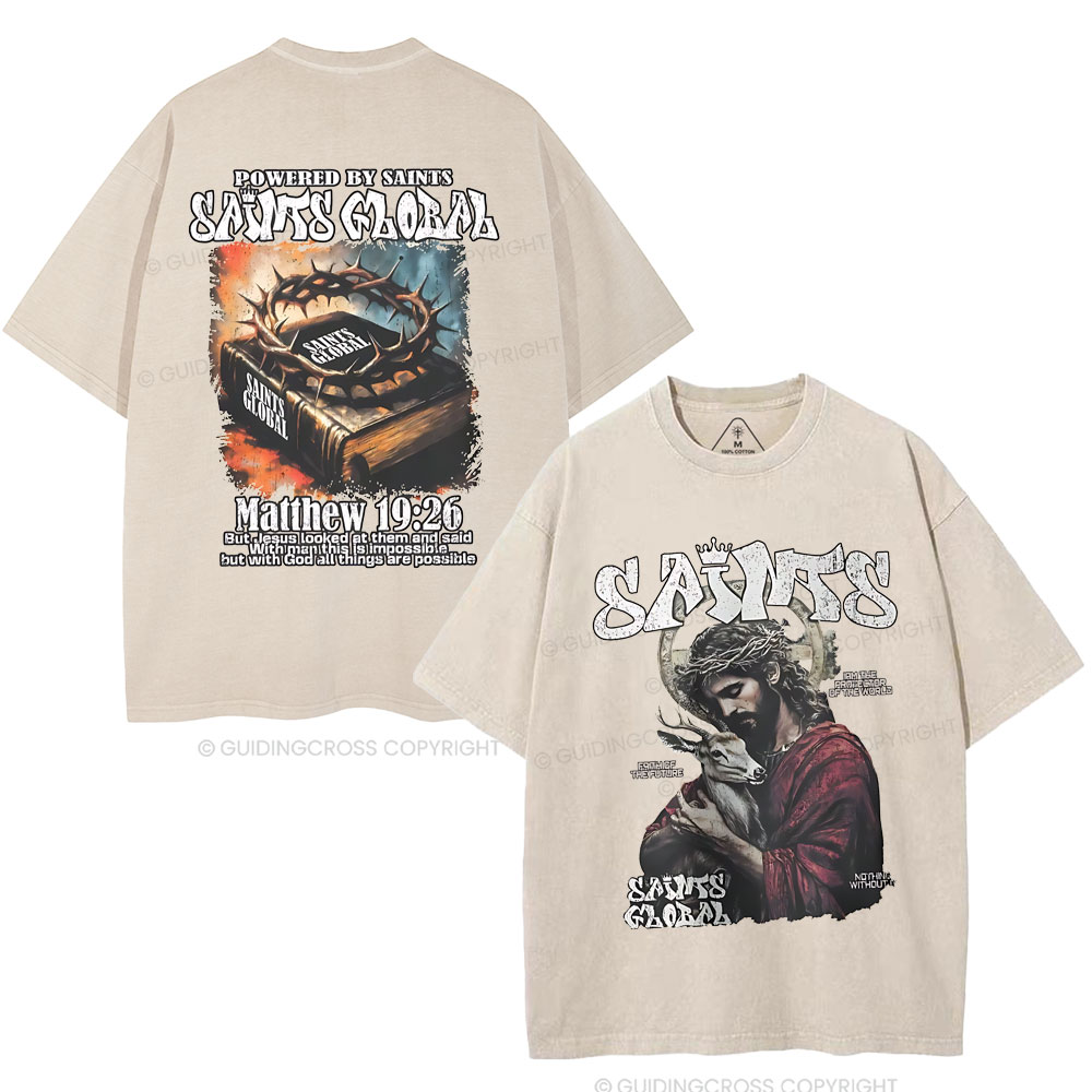 Powered By Saints Christian Washed T-Shirt