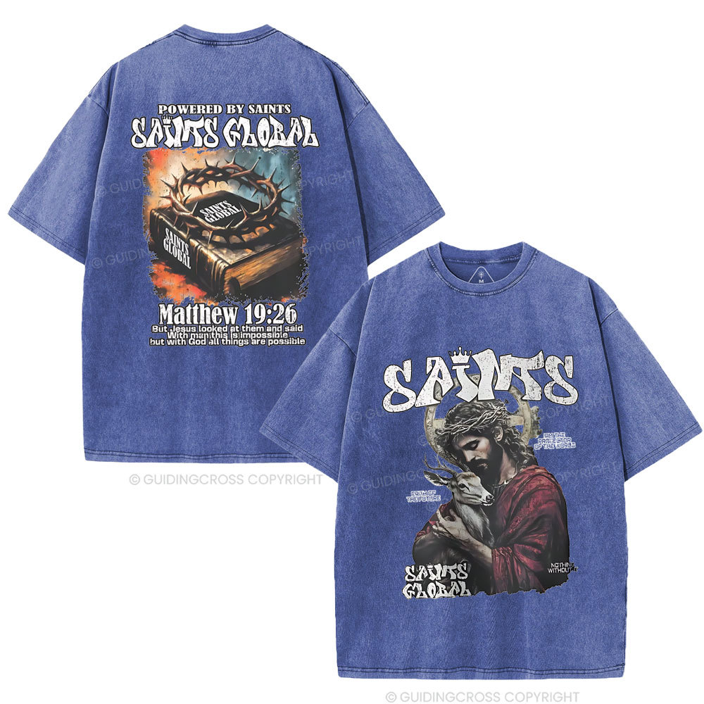 Powered By Saints Christian Washed T-Shirt