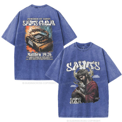 Powered By Saints Christian Washed T-Shirt