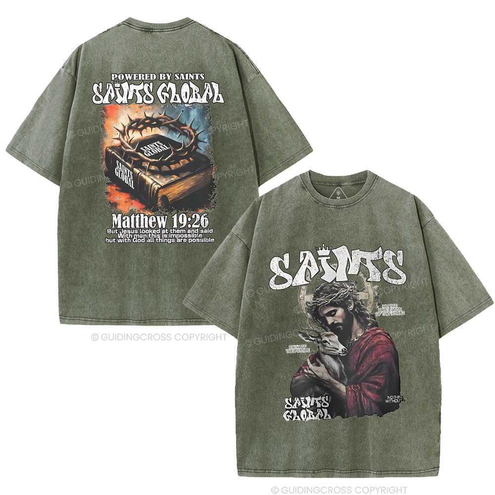 Powered By Saints Christian Washed T-Shirt