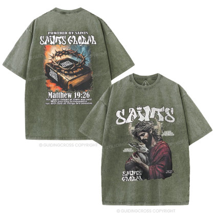 Powered By Saints Christian Washed T-Shirt