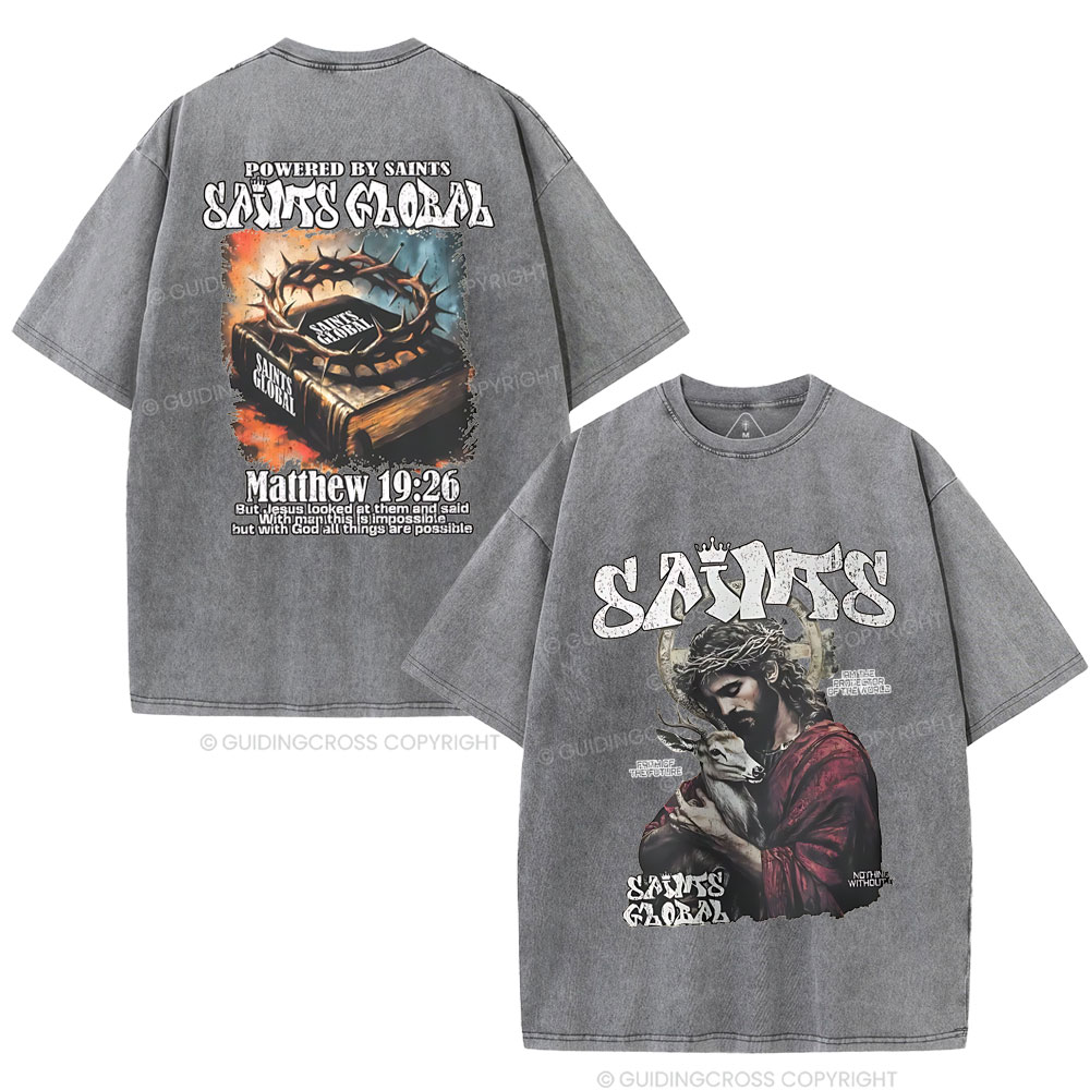 Powered By Saints Christian Washed T-Shirt