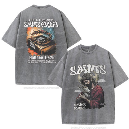 Powered By Saints Christian Washed T-Shirt