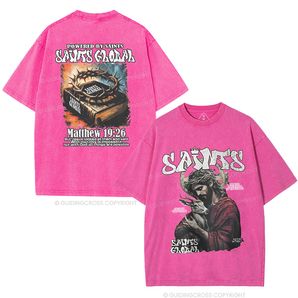 Powered By Saints Christian Washed T-Shirt