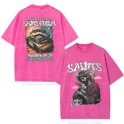 Powered By Saints Christian Washed T-Shirt