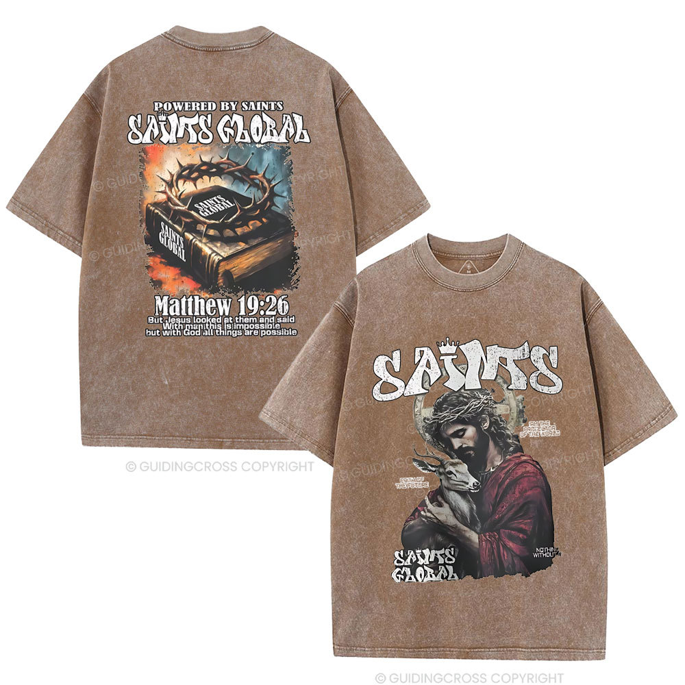 Powered By Saints Christian Washed T-Shirt