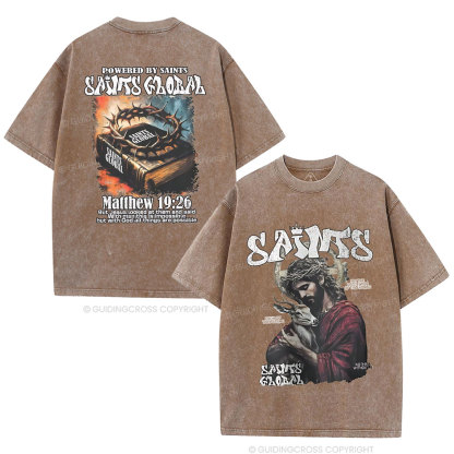 Powered By Saints Christian Washed T-Shirt