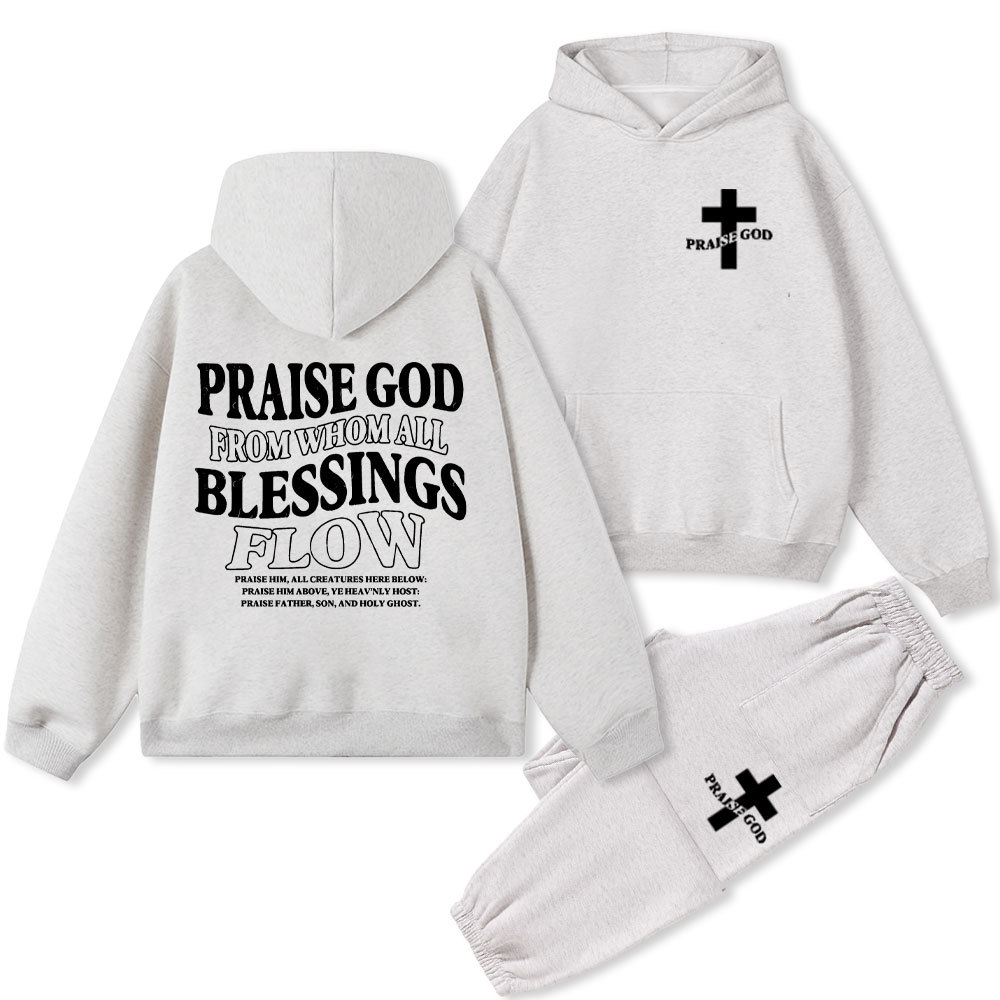 Praise God From Whom All Blessings Flow Christian Fleece Hoodie Set