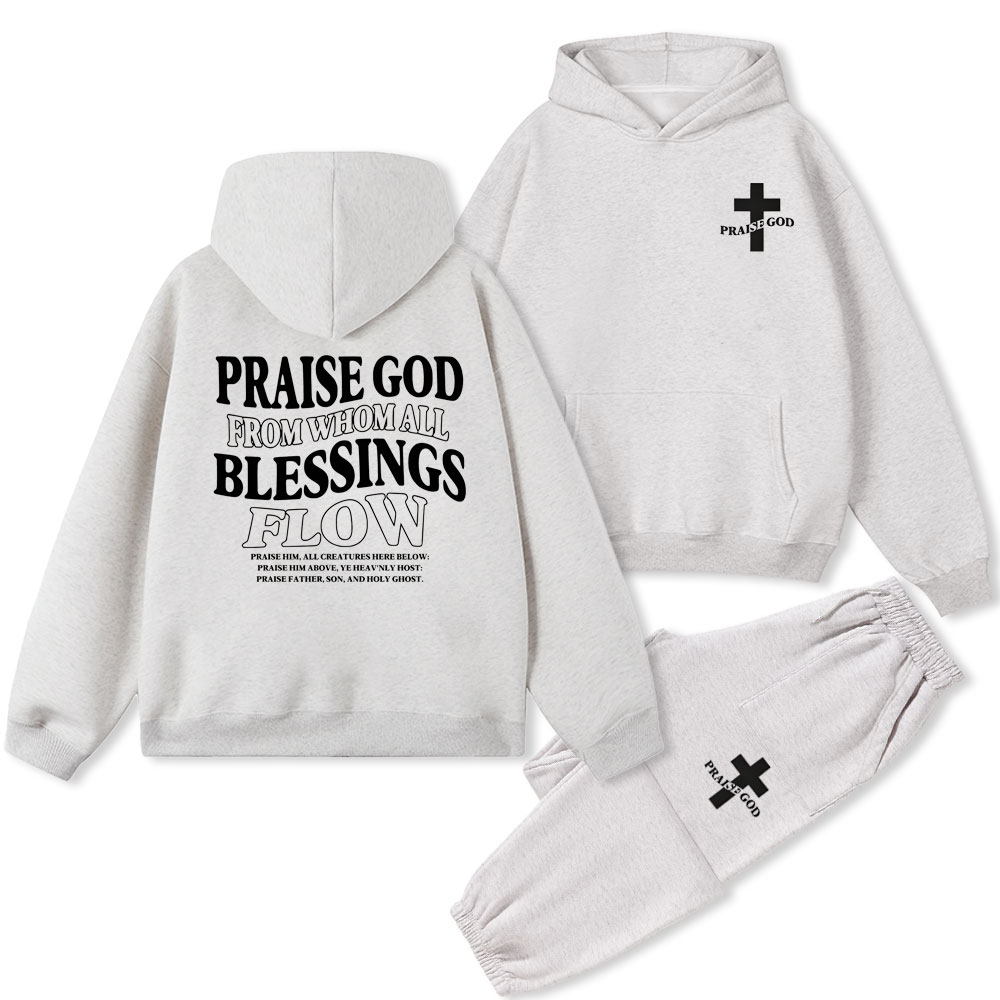 Praise God From Whom All Blessings Flow Christian Fleece Hoodie Set