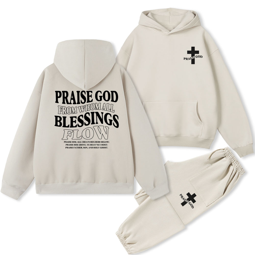 Praise God From Whom All Blessings Flow Christian Fleece Hoodie Set