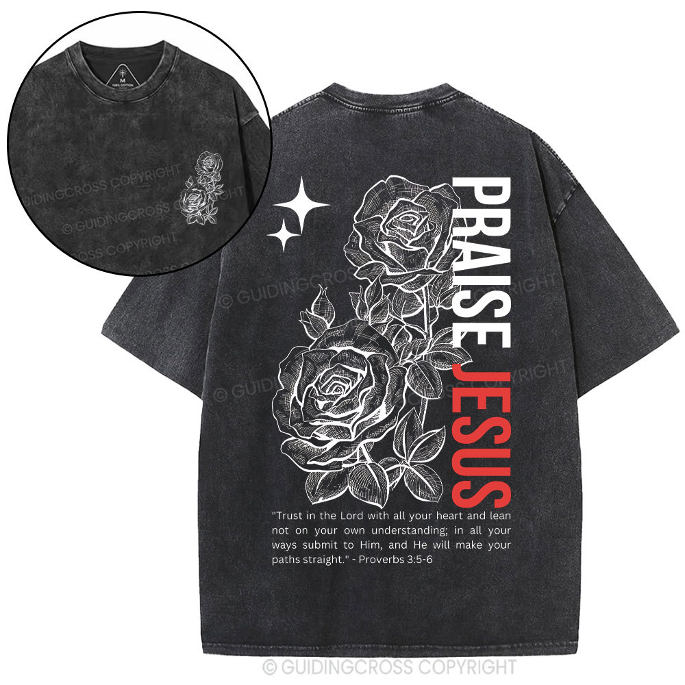 Praise Jesus  Christian Washed T-Shirt
