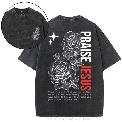 Praise Jesus  Christian Washed T-Shirt