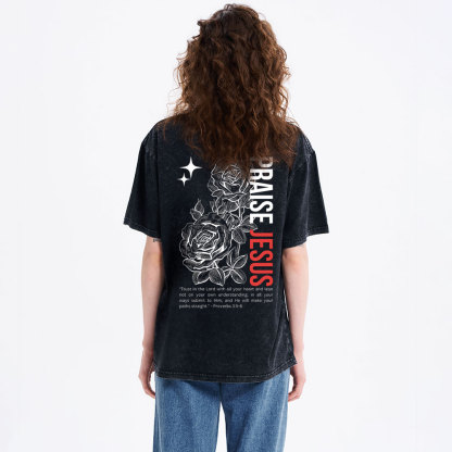 Praise Jesus  Christian Washed T-Shirt