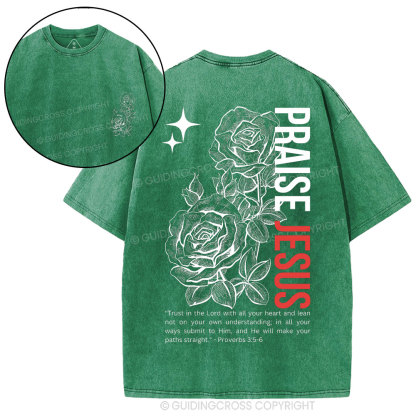 Praise Jesus  Christian Washed T-Shirt