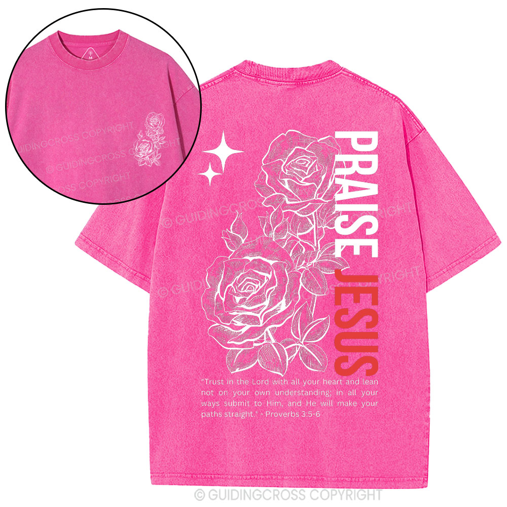 Praise Jesus  Christian Washed T-Shirt
