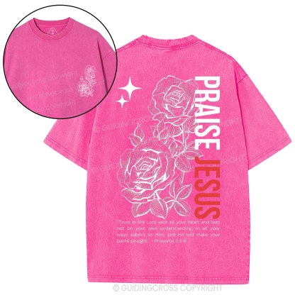 Praise Jesus  Christian Washed T-Shirt