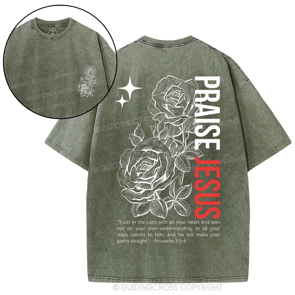 Praise Jesus  Christian Washed T-Shirt