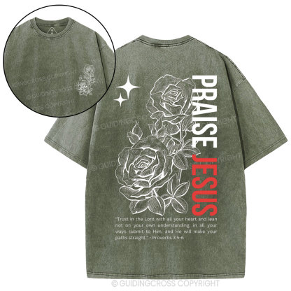 Praise Jesus  Christian Washed T-Shirt
