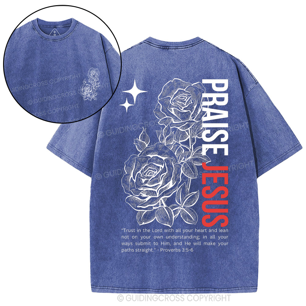 Praise Jesus  Christian Washed T-Shirt