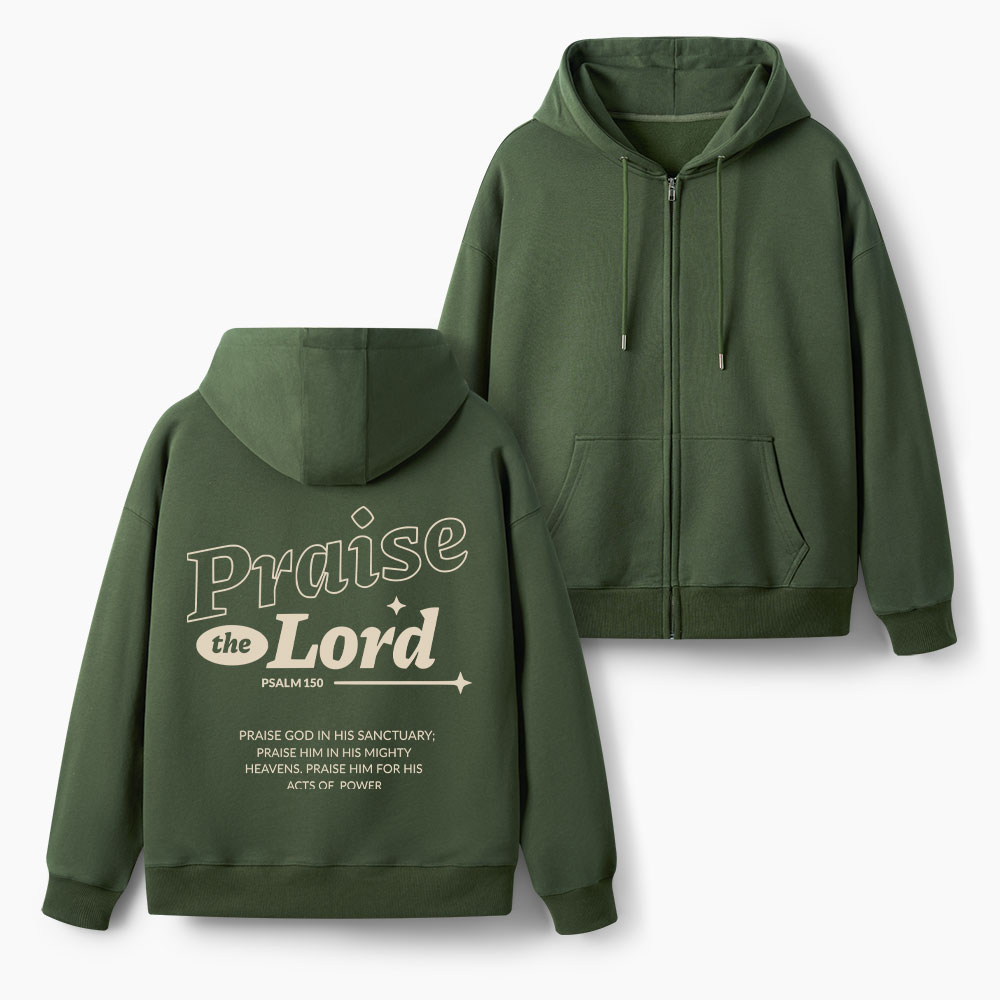 Praise The Lord Christian Fleece-Lined Full-Zip Hoodie