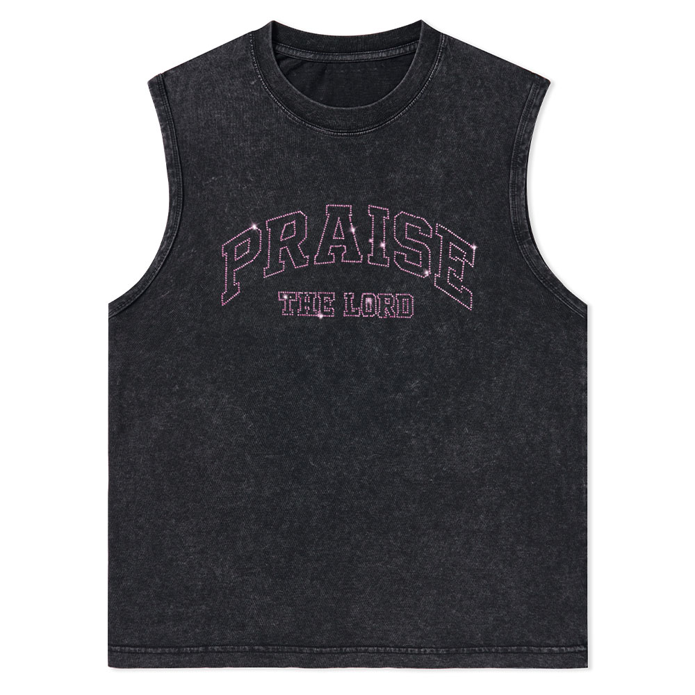 Praise The Lord Christian Rhinestone Washed Tank Top