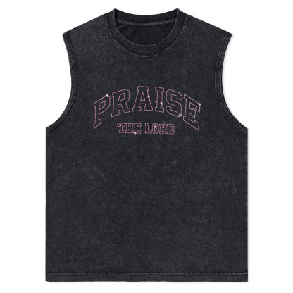 Praise The Lord Christian Rhinestone Washed Tank Top