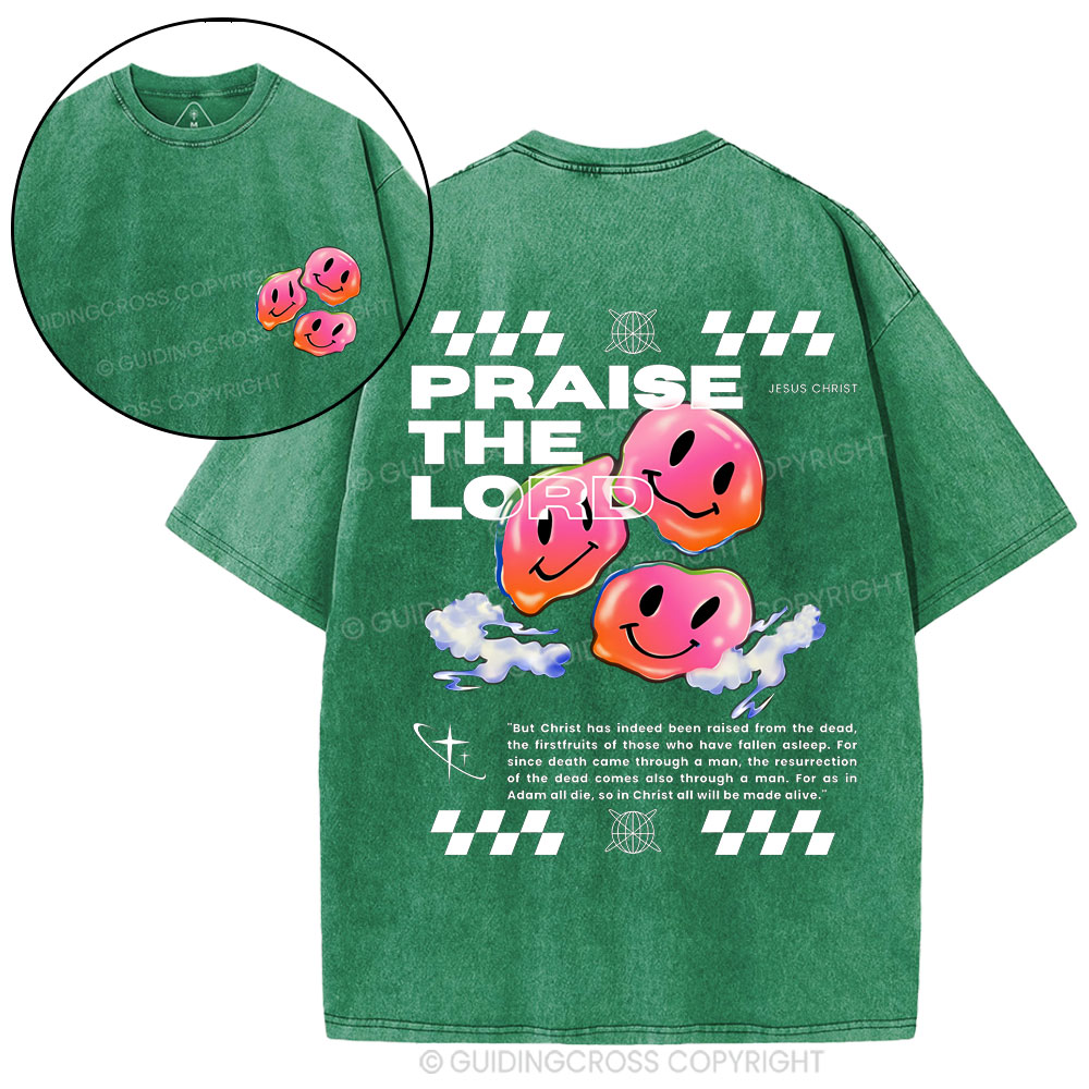 Praise Jesus  Christian Washed T-Shirt