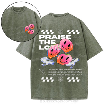 Praise Jesus  Christian Washed T-Shirt