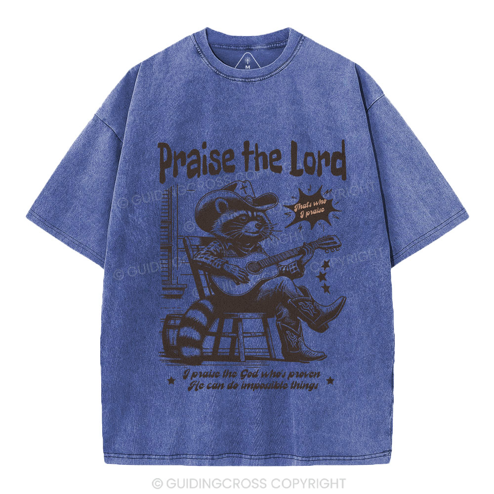 Praise The Lord Raccoon Christian Washed T-Shirt