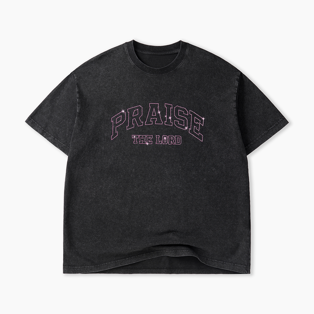 Praise The Lord Rhinestone Washed T-Shirt