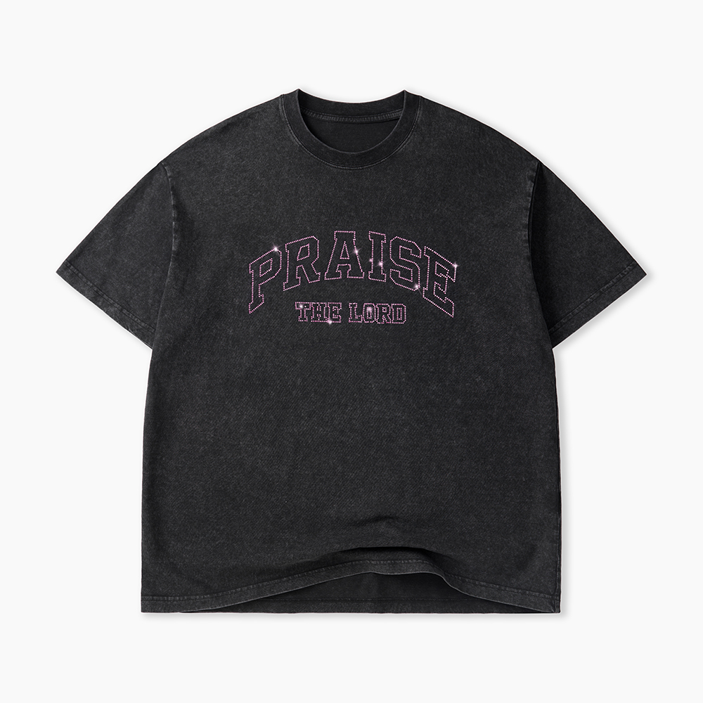Praise The Lord Rhinestone Washed T-Shirt