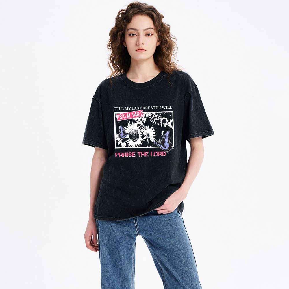 Praise The Lord Sunflower Christian Washed T-Shirt