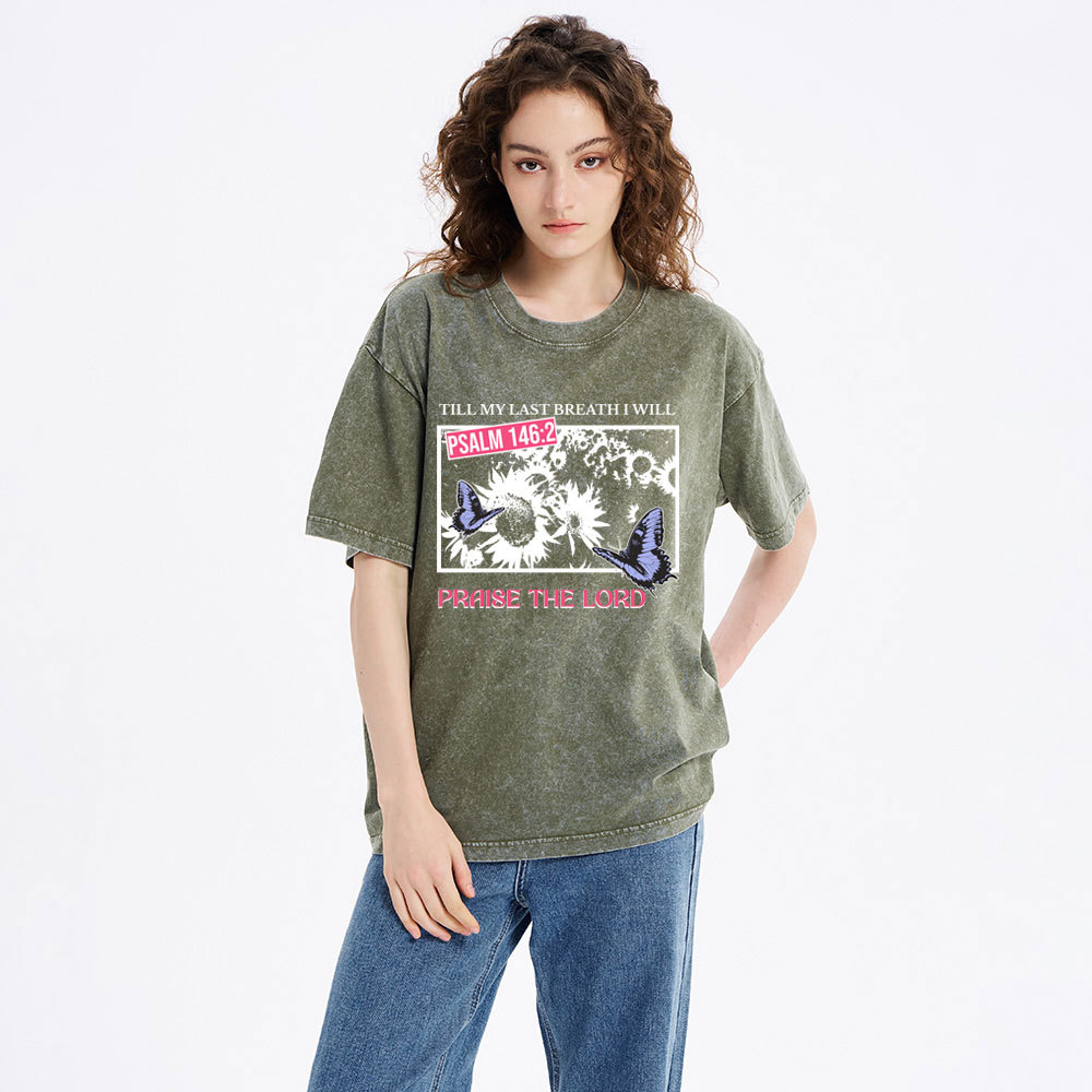 Praise The Lord Sunflower Christian Washed T-Shirt