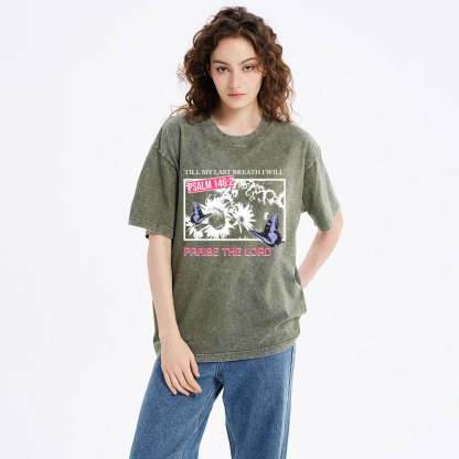 Praise The Lord Sunflower Christian Washed T-Shirt