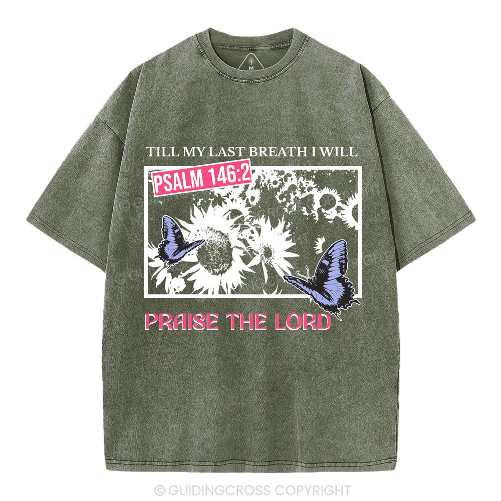 Praise The Lord Sunflower Christian Washed T-Shirt