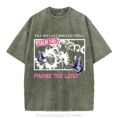 Praise The Lord Sunflower Christian Washed T-Shirt