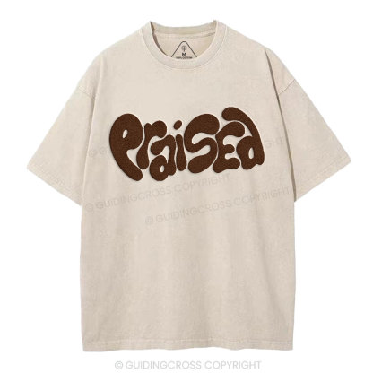 Praised Christian Puff Printed Washed T-Shirt