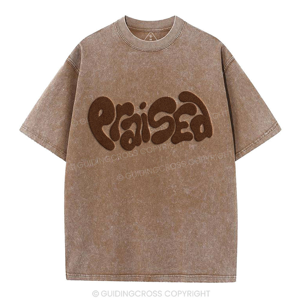 Praised Christian Puff Printed Washed T-Shirt