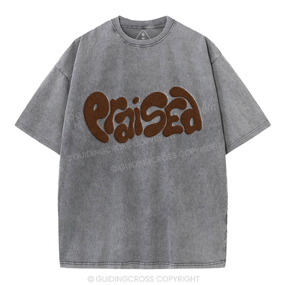 Praised Christian Puff Printed Washed T-Shirt