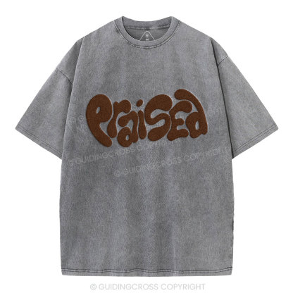 Praised Christian Puff Printed Washed T-Shirt