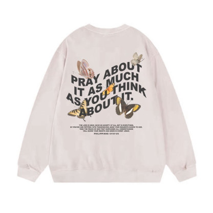 Pray About It As Much As You Think About It Christian Washed Sweatshirt