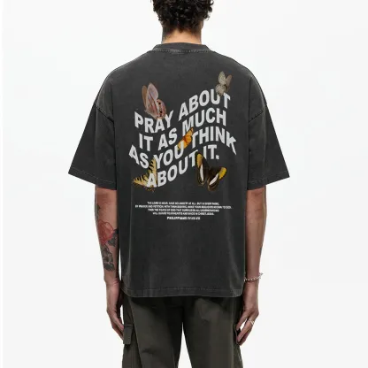 Pray About It As Much As You Think About It Christian Washed T-Shirt