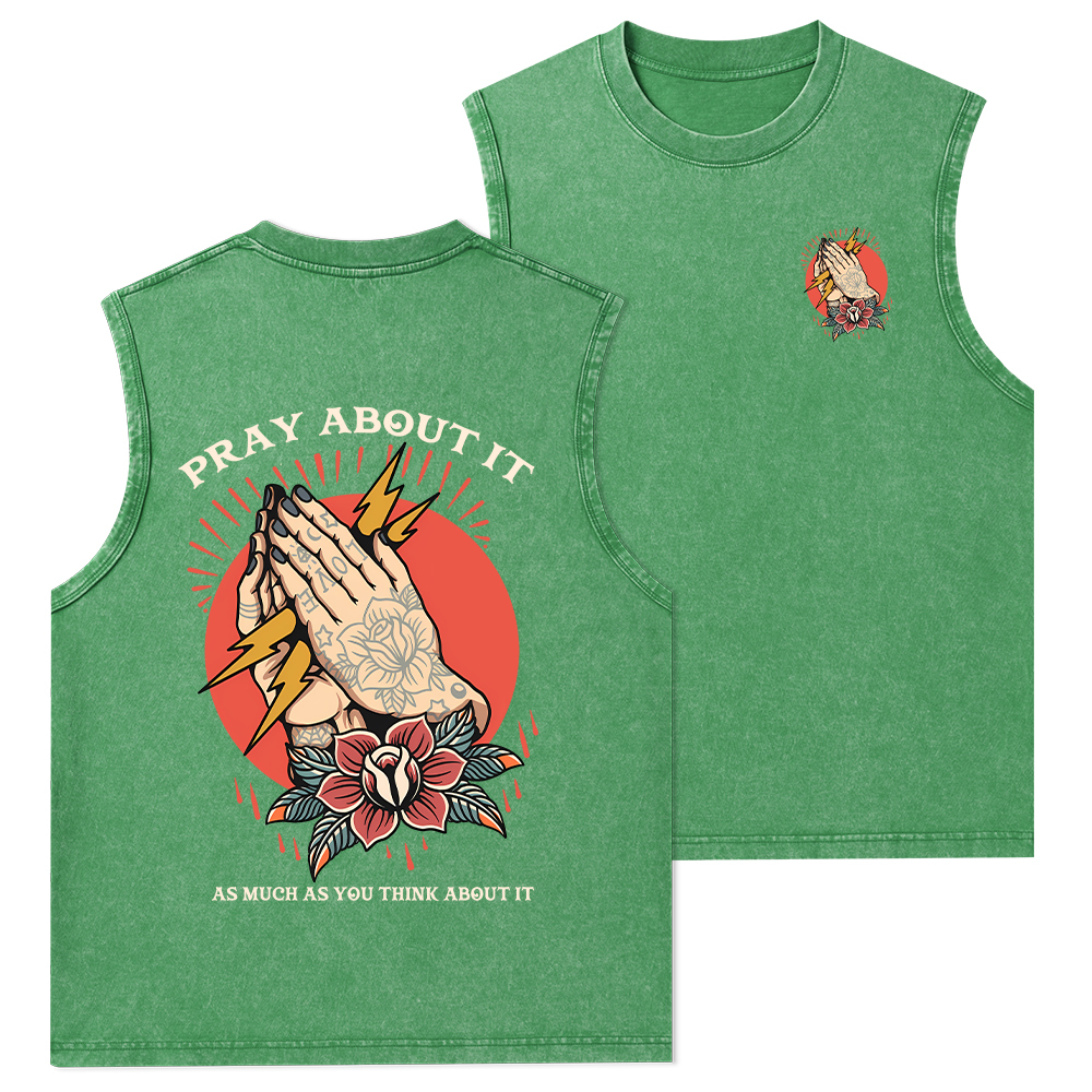 Pray About It Chrsitian Washed Tank Top