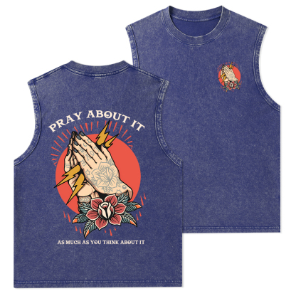 Pray About It Chrsitian Washed Tank Top