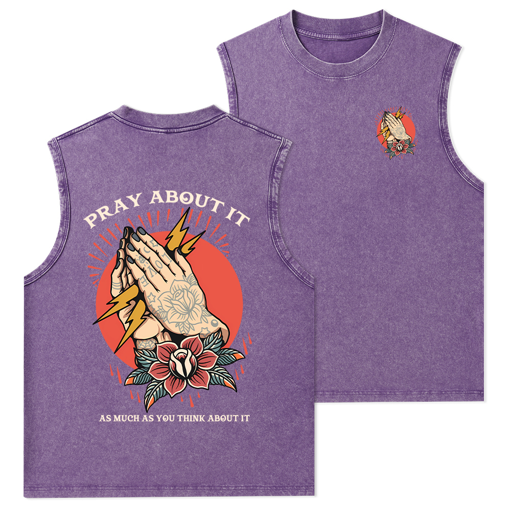 Pray About It Chrsitian Washed Tank Top
