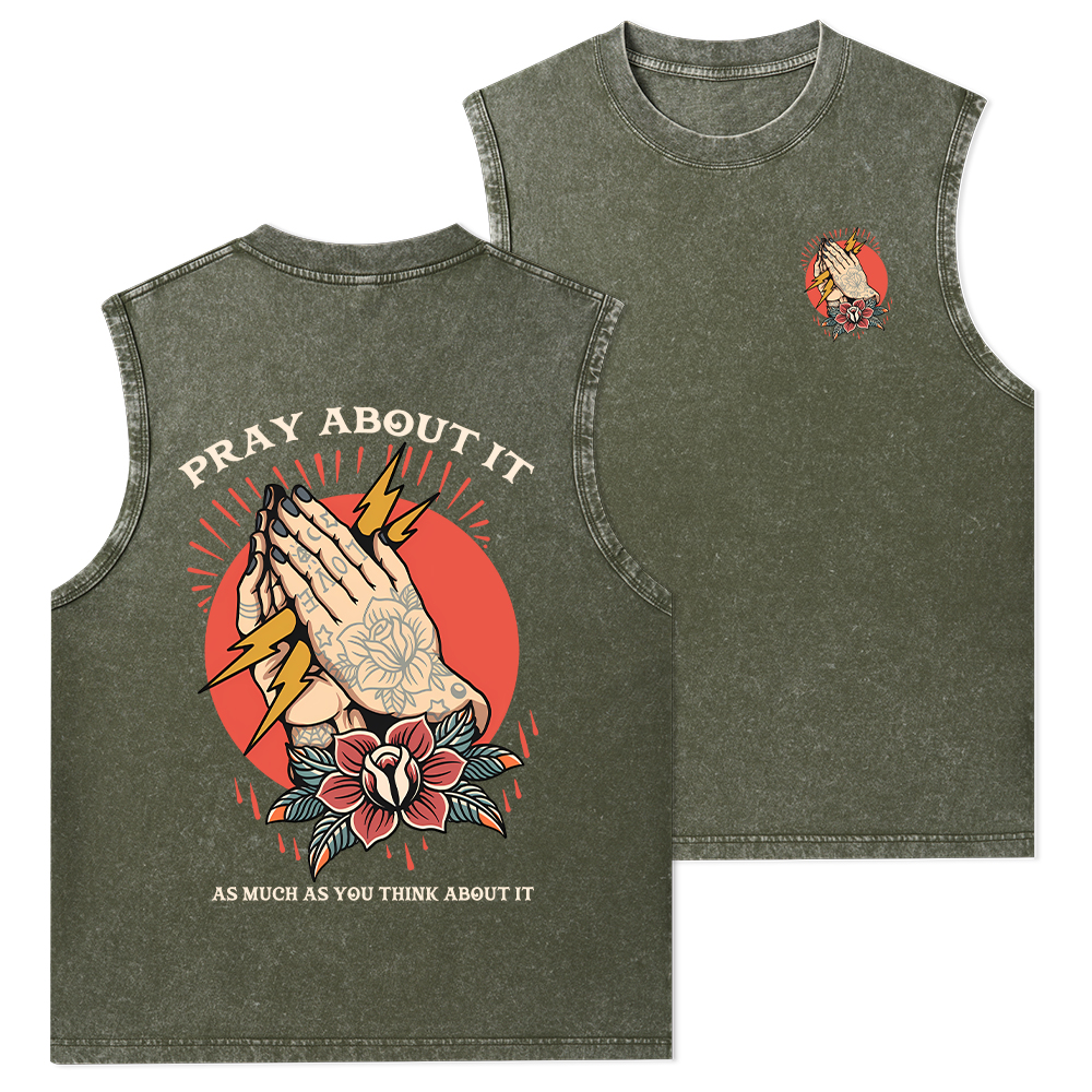 Pray About It Chrsitian Washed Tank Top