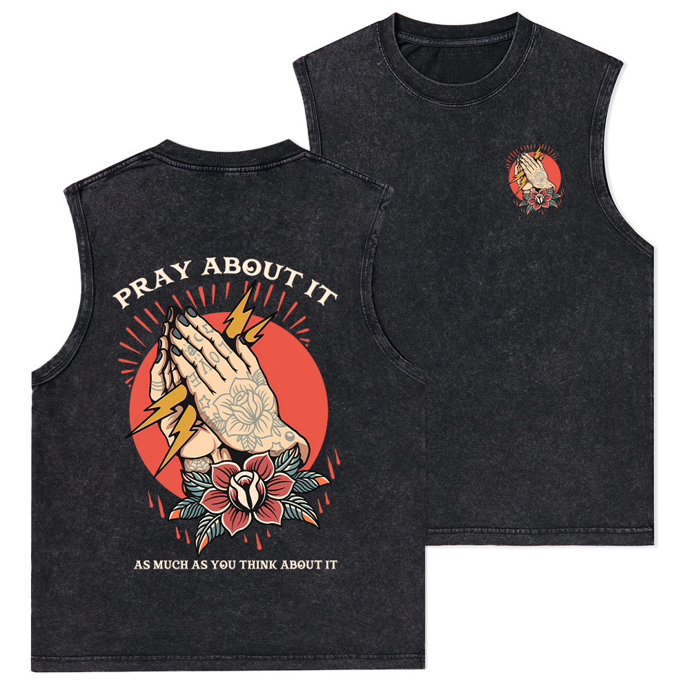 Pray About It Chrsitian Washed Tank Top