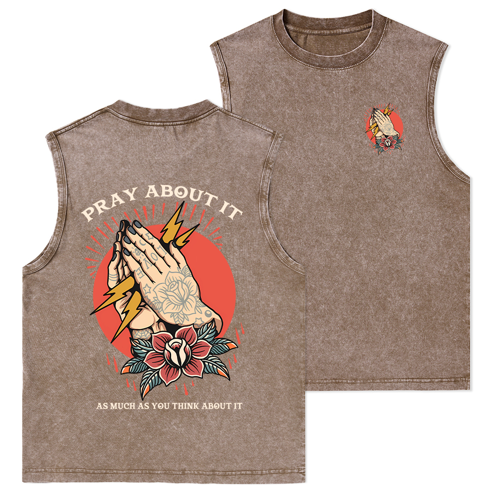 Pray About It Chrsitian Washed Tank Top