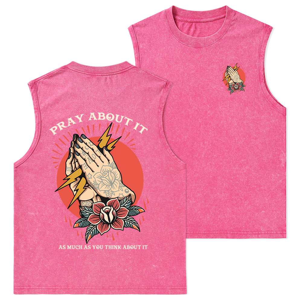 Pray About It Chrsitian Washed Tank Top
